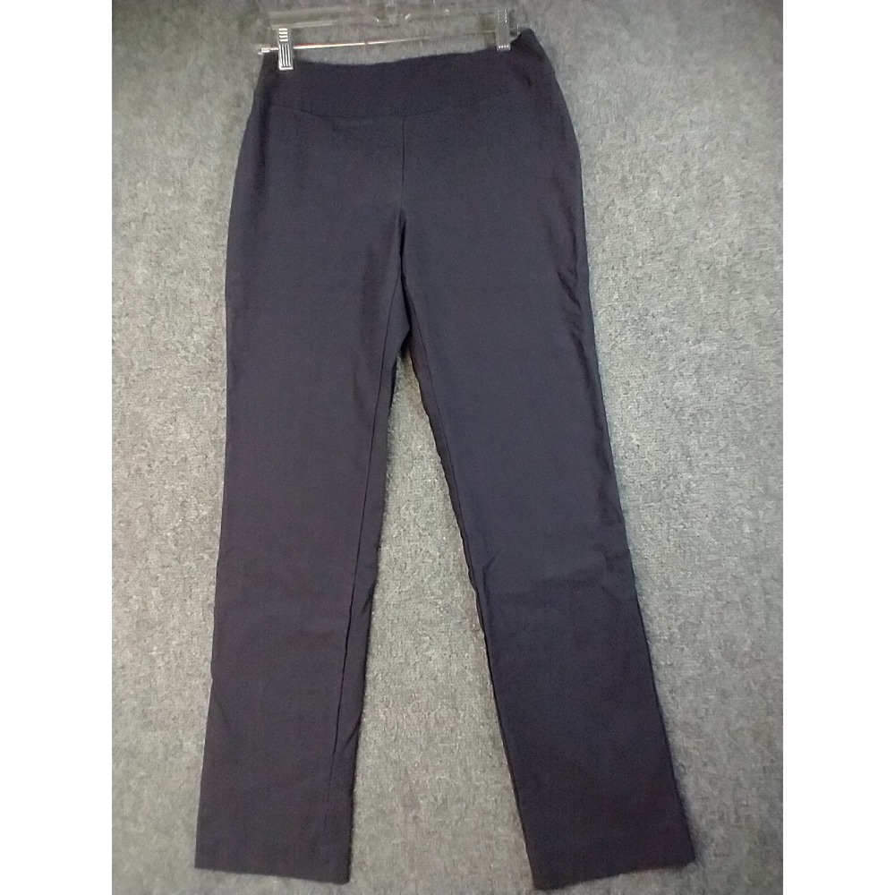 NIC+ZOE Wonderstretch Straight Leg Pants Navy Blue Pull On Trousers Womens 4